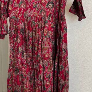 Red cotton/Silk dress Large size